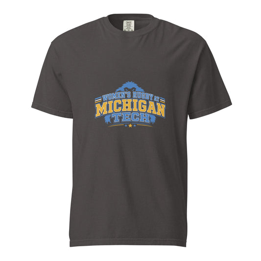 Signature | Comfort Colors T-Shirt | Women’s Rugby at Michigan Tech | Varsity Crest Logo