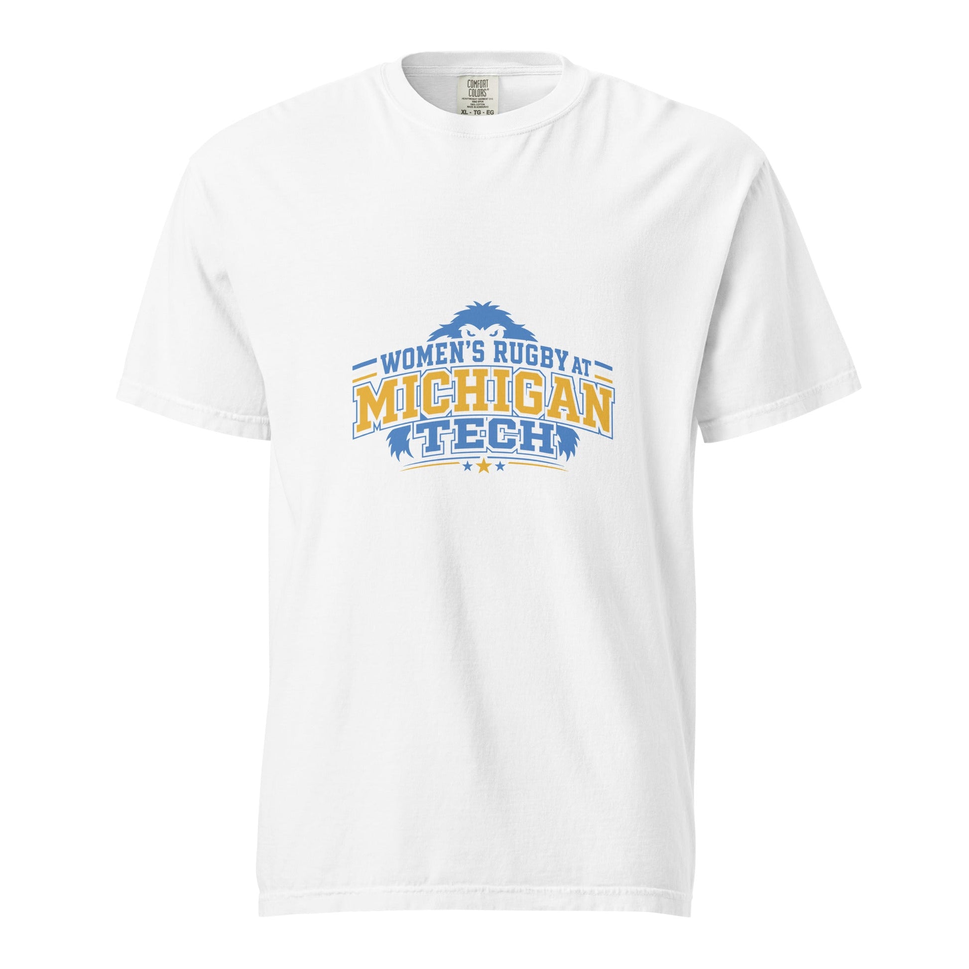 Signature | Comfort Colors T-Shirt | Women’s Rugby at Michigan Tech | Varsity Crest Logo
