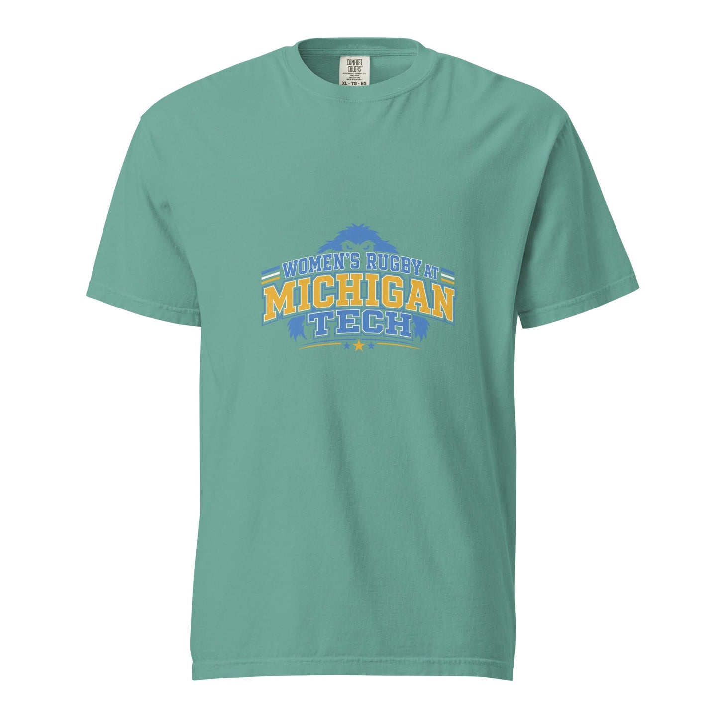 Signature | Comfort Colors T-Shirt | Women’s Rugby at Michigan Tech | Varsity Crest Logo