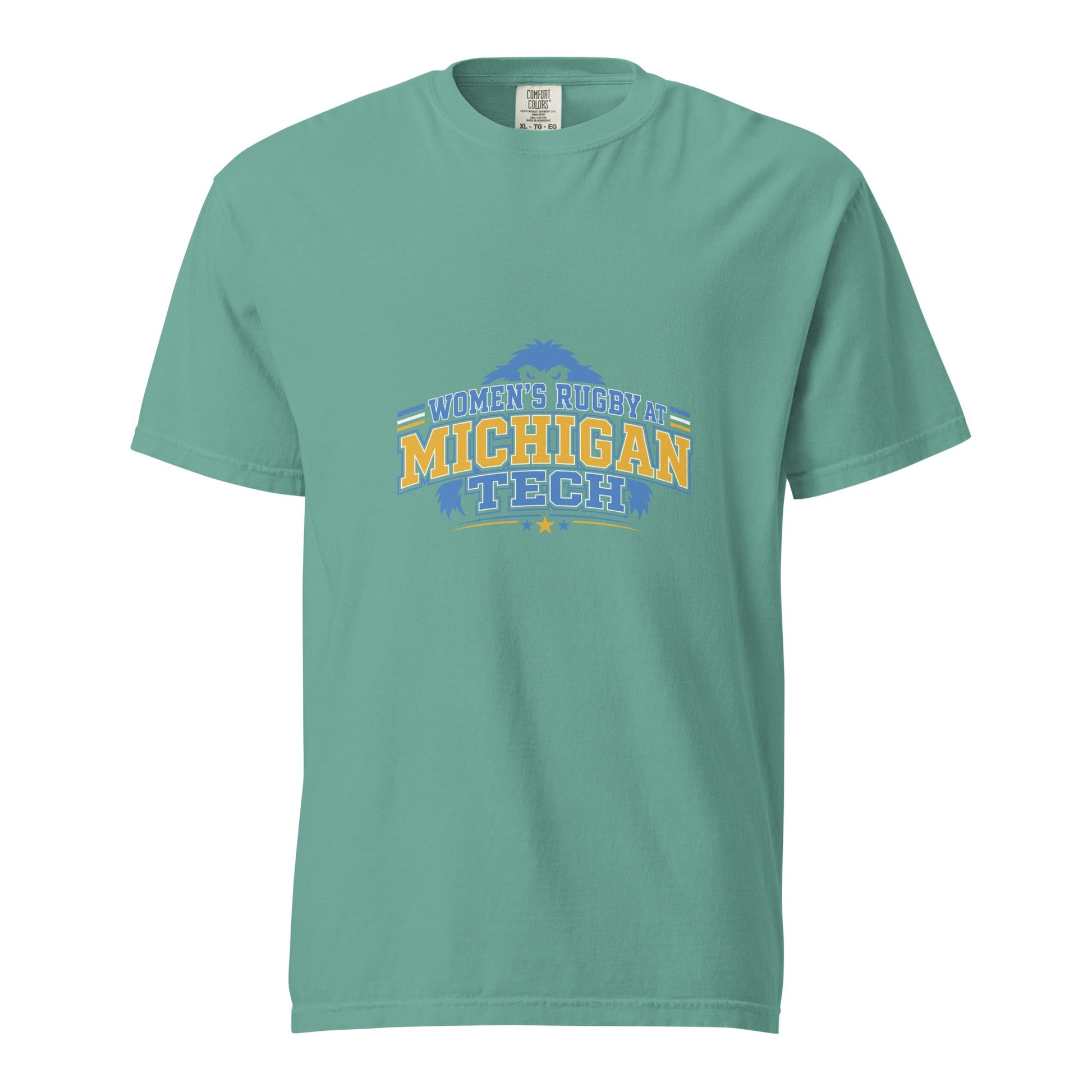 Signature | Comfort Colors T-Shirt | Women’s Rugby at Michigan Tech | Varsity Crest Logo
