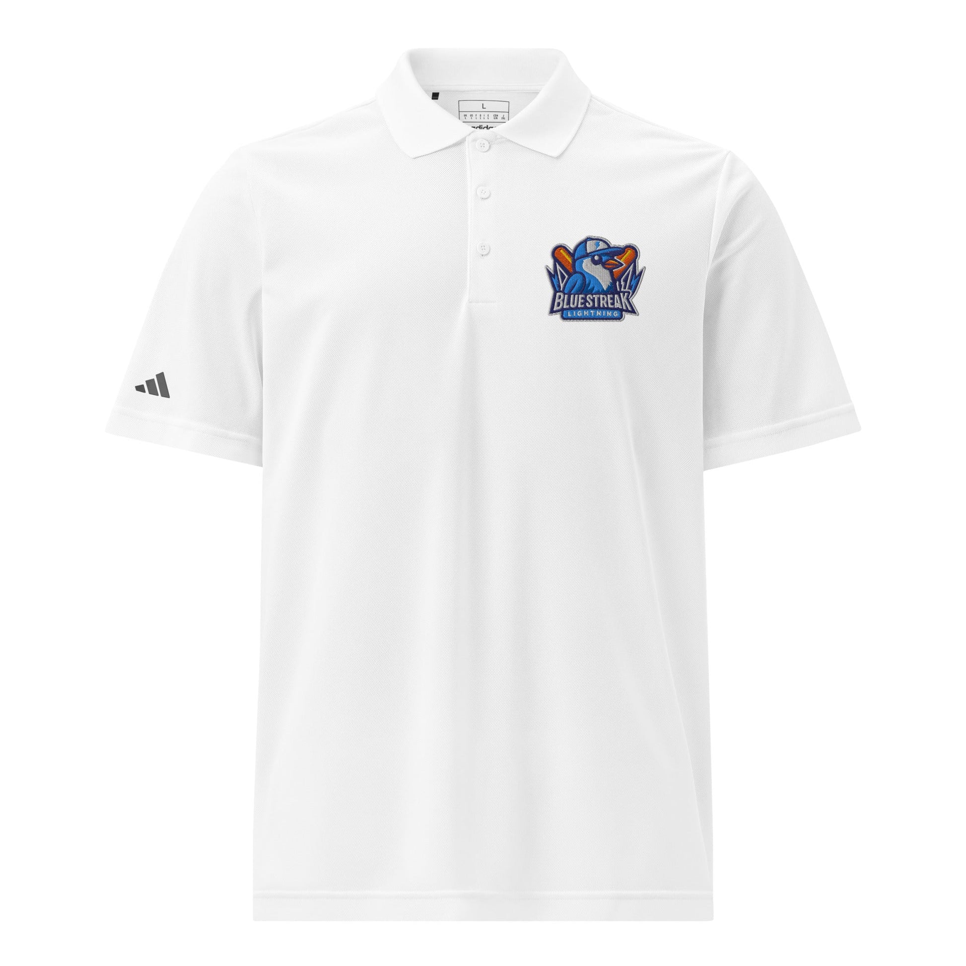 Signature | Embroidered Adidas Sport Polo | Blue Streak Lightning | Mascot Logo