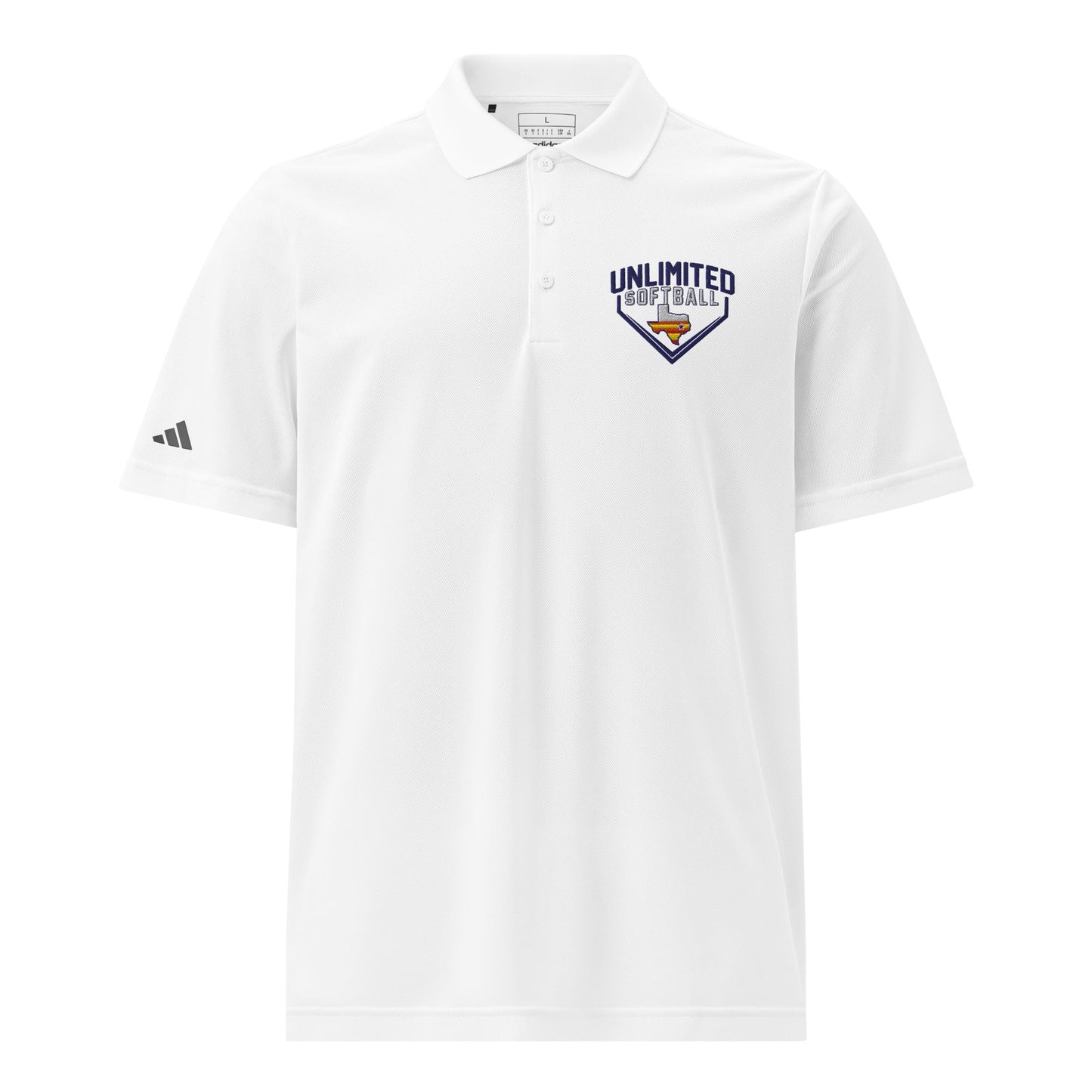 Signature | Embroidered Adidas Sport Polo | Texas Unlimited | Home Plate Logo