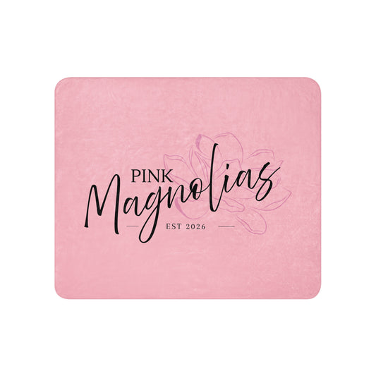 Sherpa Blanket | Pink Magnolias Dance | Lettermark Logo
