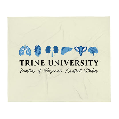 Throw Blanket | Trine PA program | Modern Script Logo