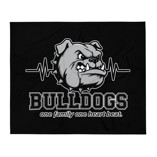 Throw Blanket | Celina Recreational Football Black | Bulldogs Crest Logo