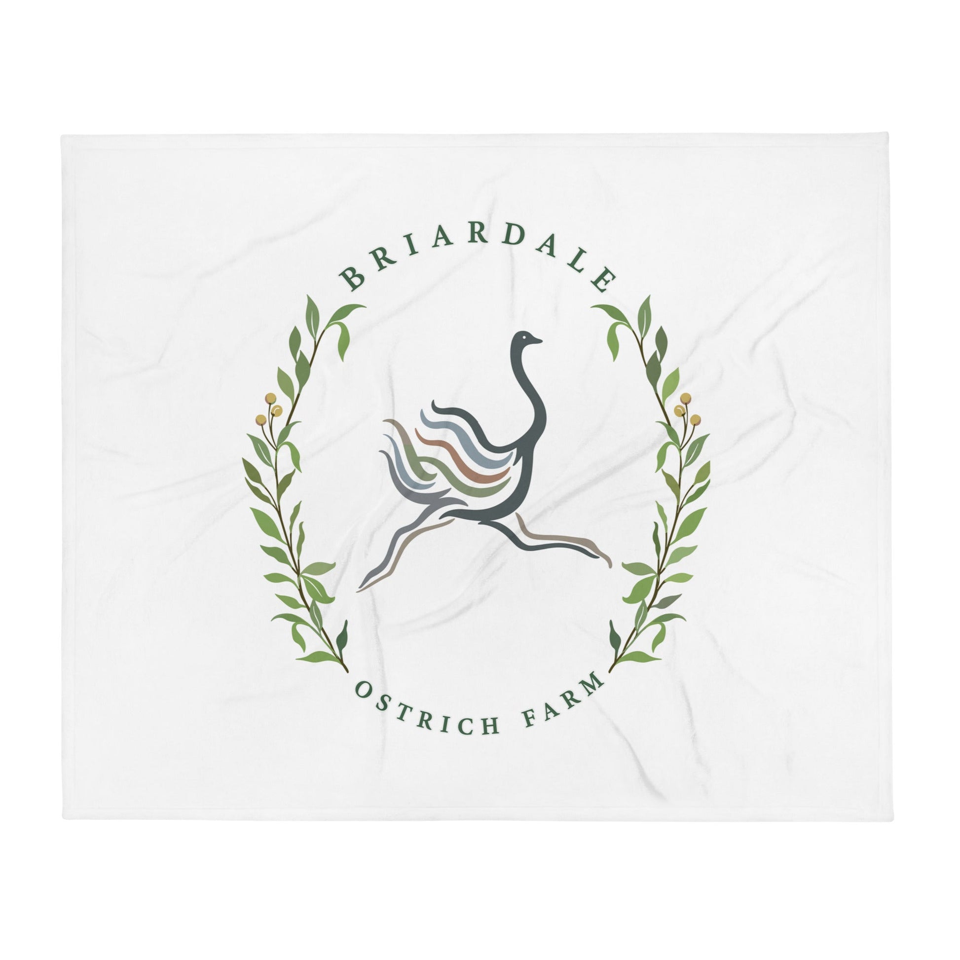 Throw Blanket | Briardale Ostrich Farm | Crest Logo