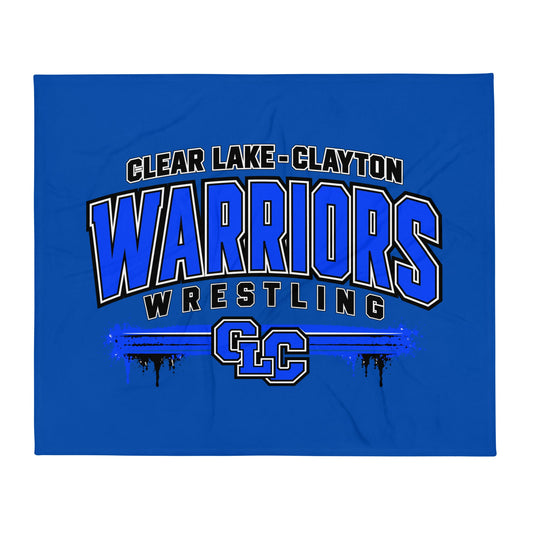 Throw Blanket | Clear Lake - Clayton Wrestling | Warrior Crest Logo