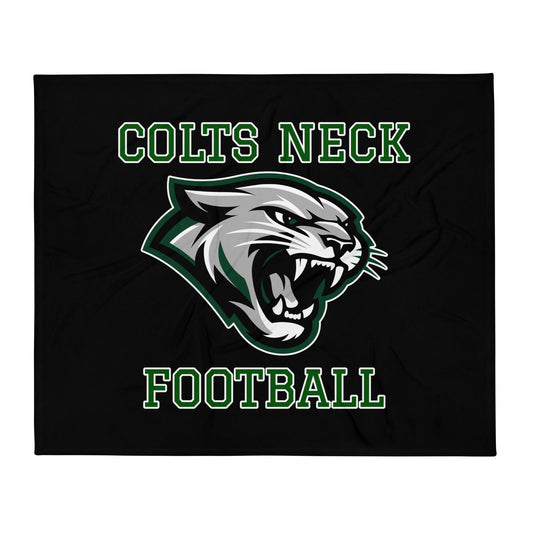 Throw Blanket | Colts Neck Cougars | Youth Tackle Football (AYF) | Green Predator Logo