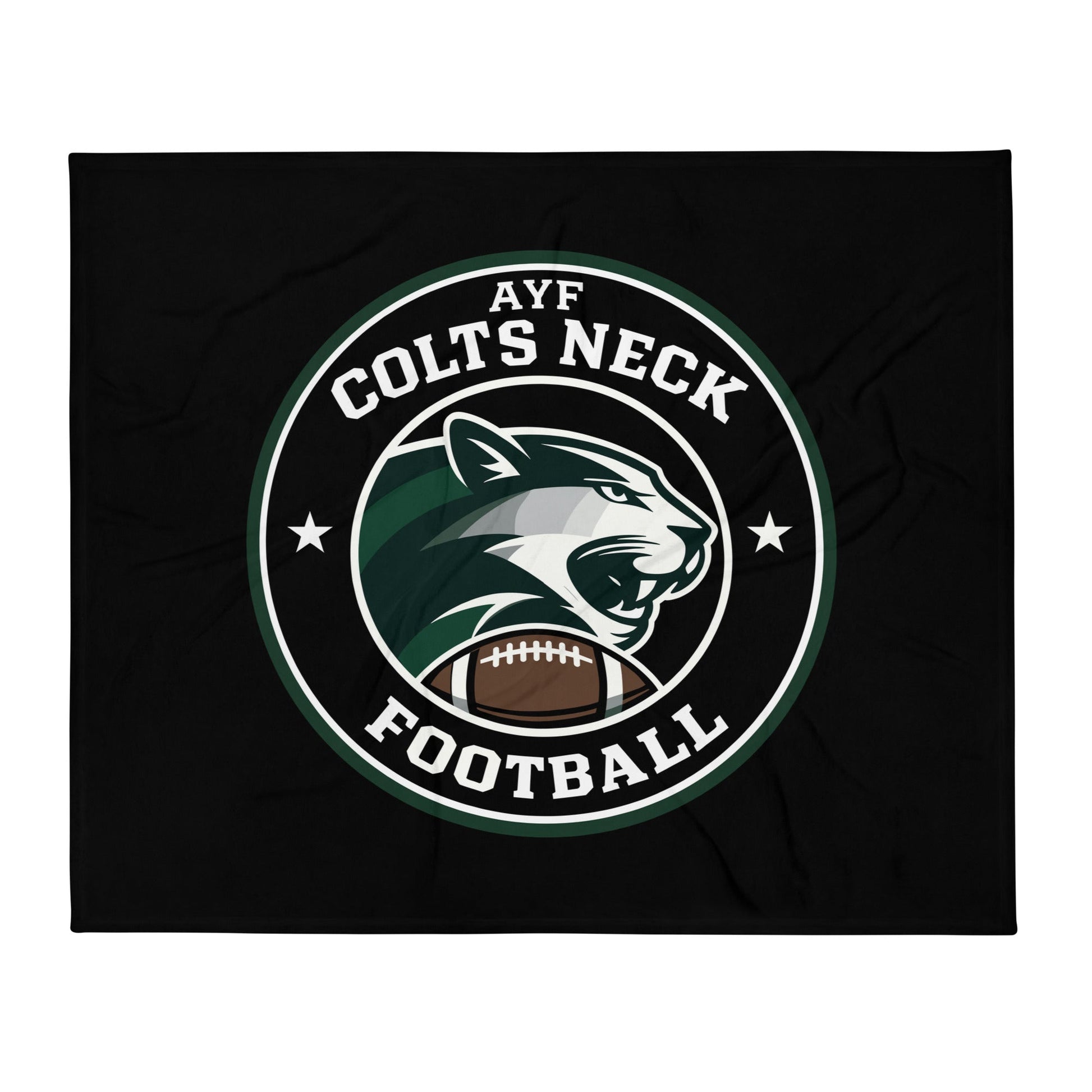 Throw Blanket | Colts Neck Cougars | Youth Tackle Football (AYF) | Varsity Badge Logo