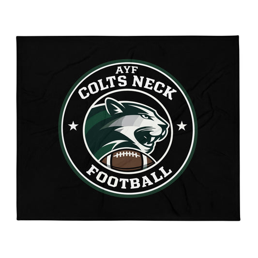 Throw Blanket | Colts Neck Cougars | Youth Tackle Football (AYF) | Varsity Badge Logo