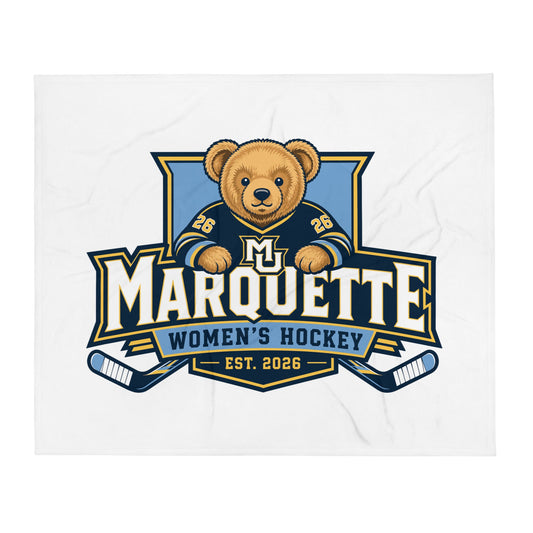 Throw Blanket | Marquette University Women's Hockey | Bear Athletics Logo