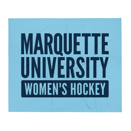Throw Blanket | Marquette University Women's Hockey | Modern Script Logo
