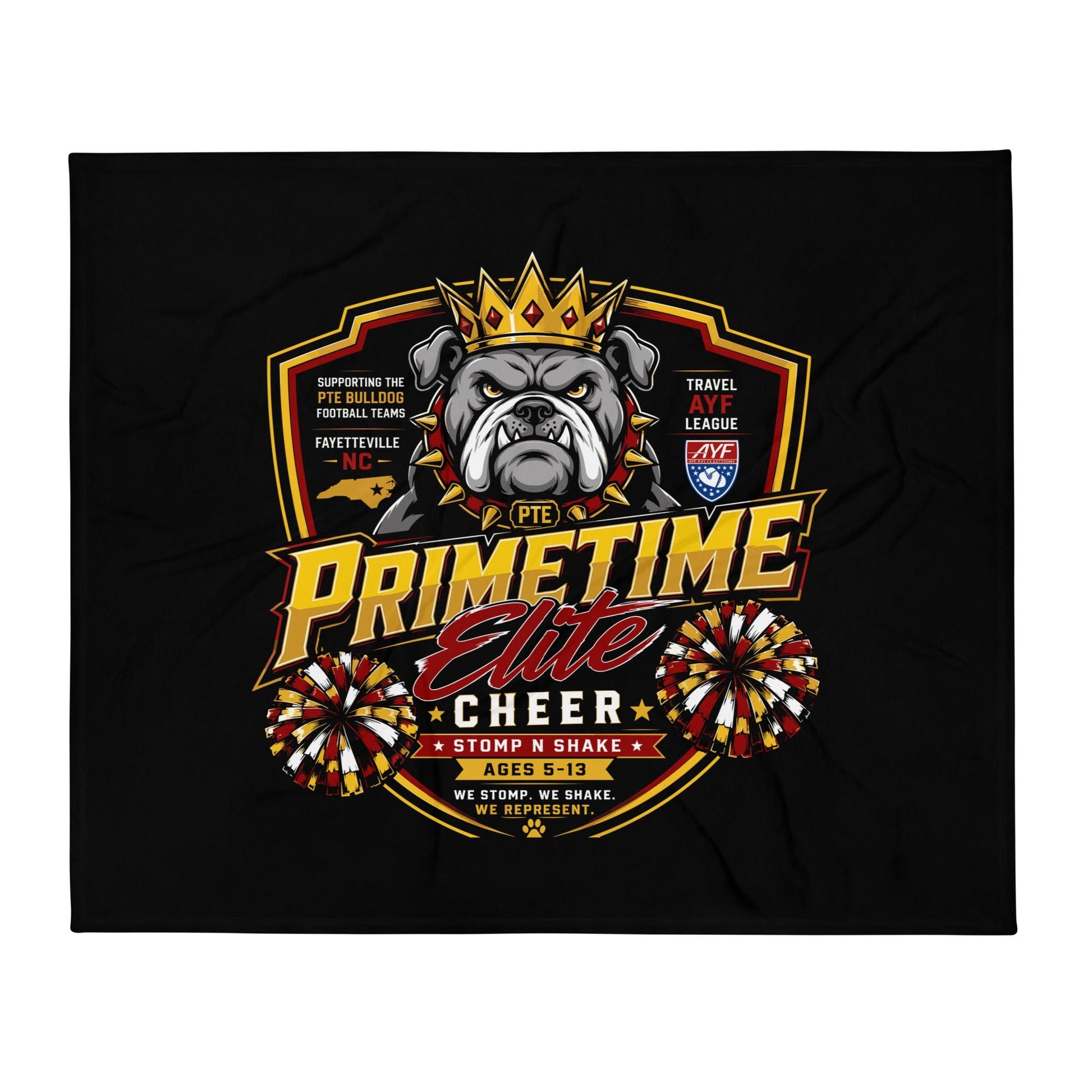 Throw Blanket | PTE Bulldog Cheer | Shield Logo