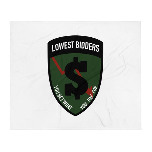 Throw Blanket | The Lowest Bidders | Shield Logo