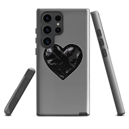 Tough Case for Samsung® | Obsidian Heartbeat | Heart Crest Logo