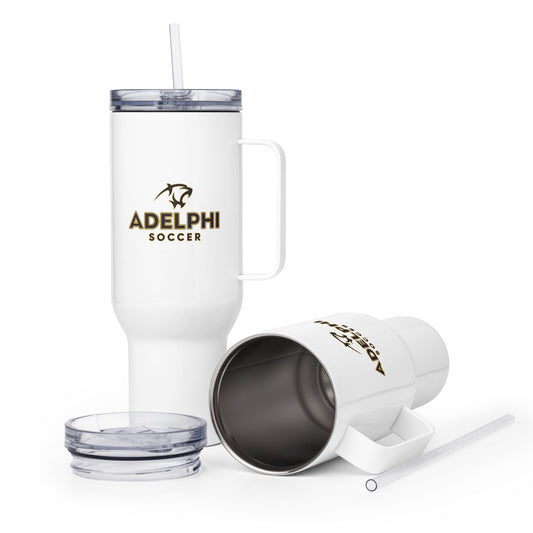 Travel Mug | Adelphi Womens Soccer | Vanguard Mark Logo