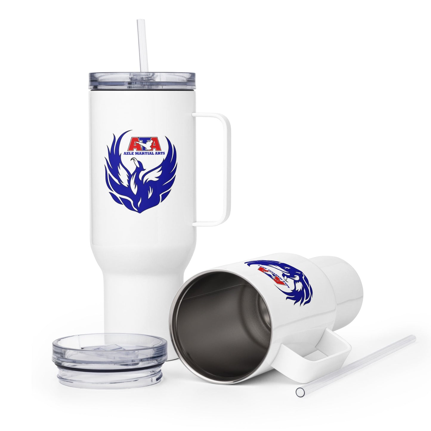 Travel Mug | Azle Martial Arts | Blue Fire Crest Logo