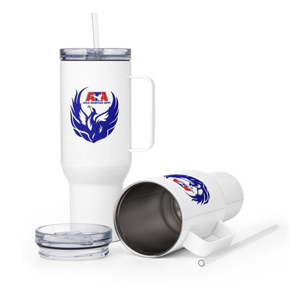 Travel Mug | Azle Martial Arts | Blue Fire Crest Logo