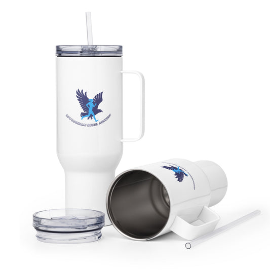 Travel Mug | Bowdoinham Rebel Runners | Aerial Runner Emblem Logo