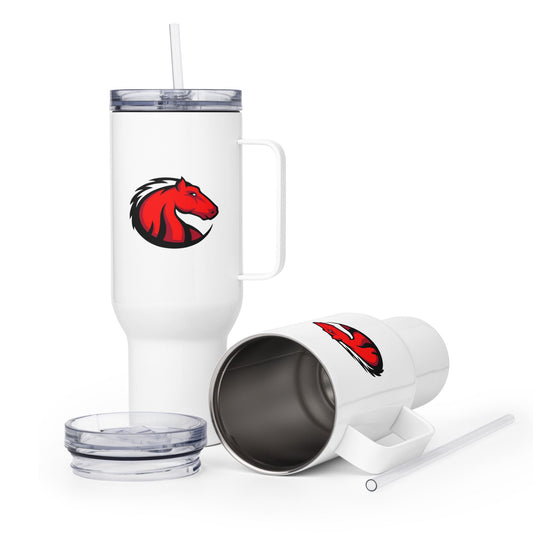 Travel Mug | Central Maine Community College Woman’s Soccer | Crest Logo