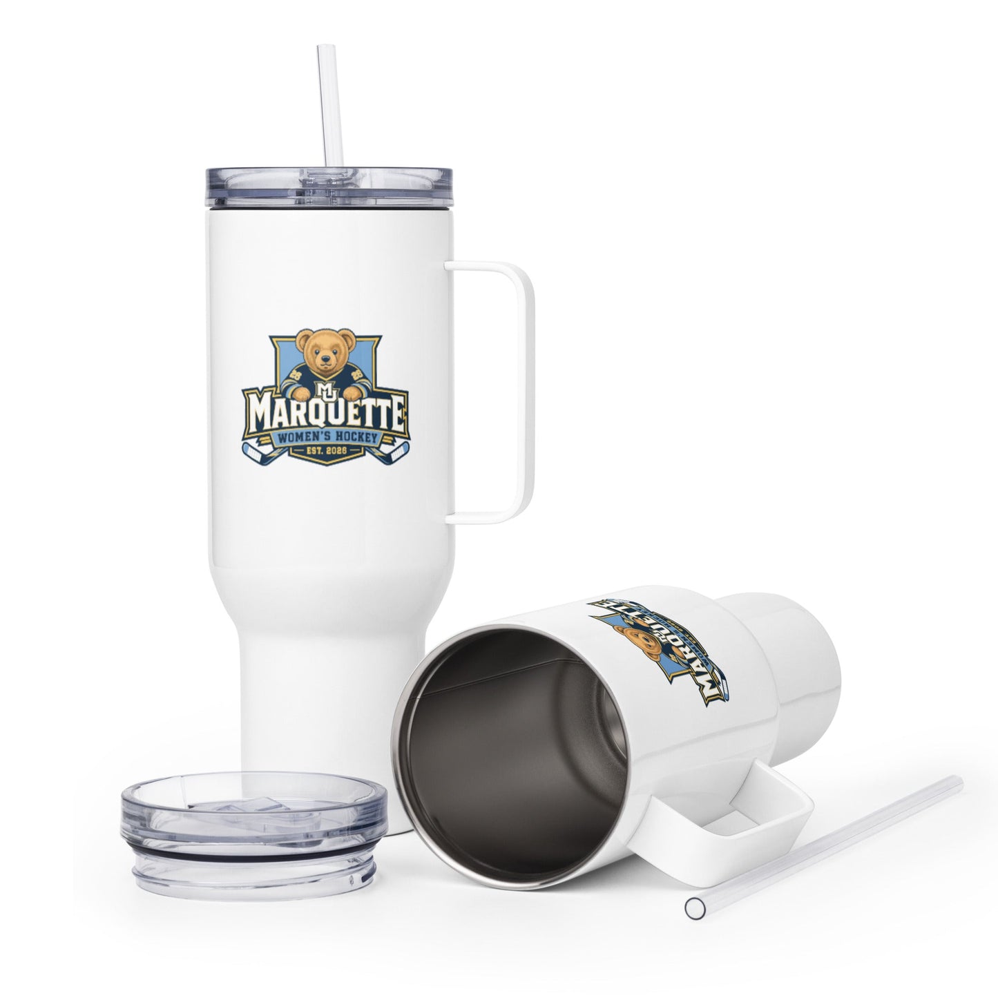 Travel Mug | Marquette University Women's Hockey | Bear Athletics Logo