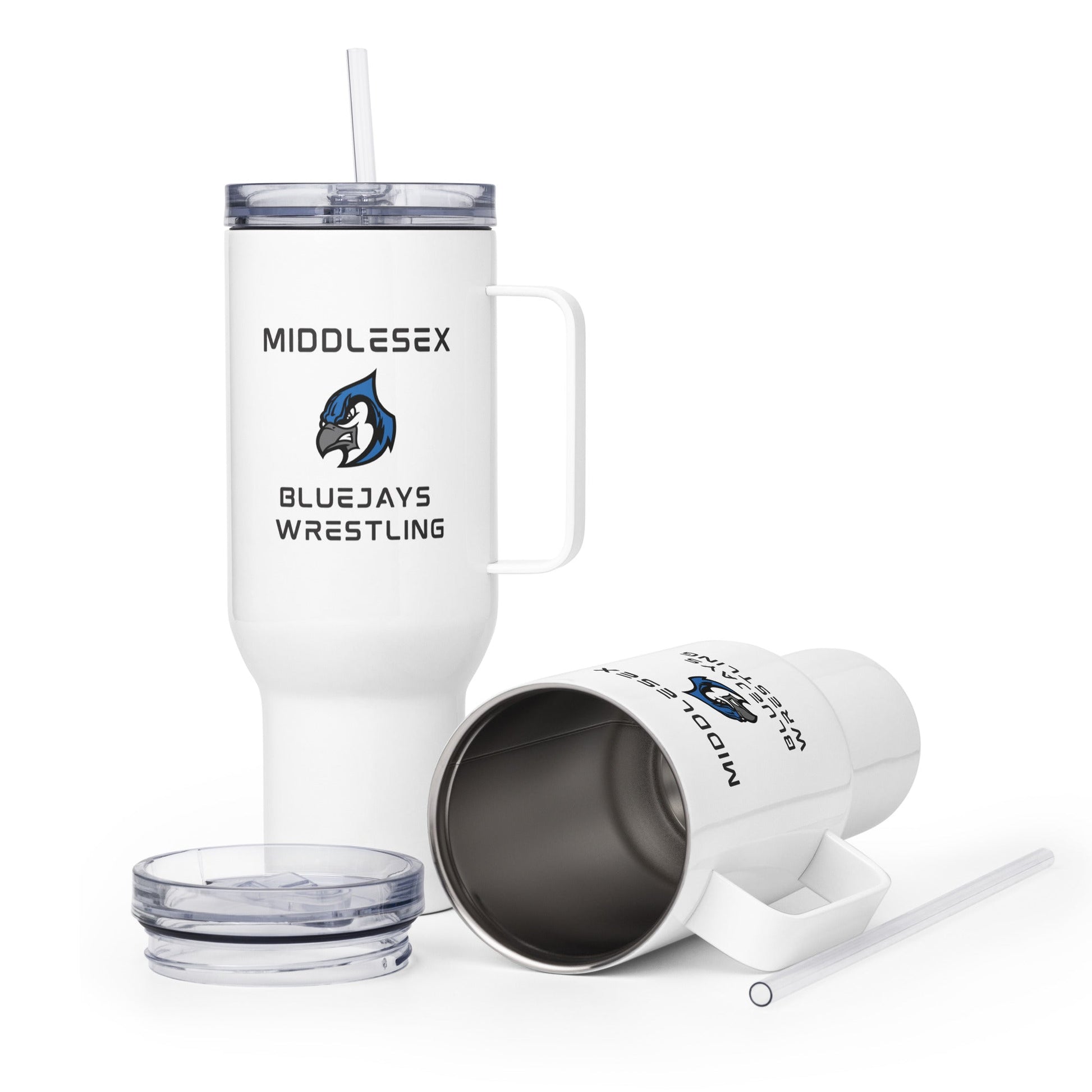 Travel Mug | Middlesex Bluejays Wrestling | Bluejays Logo