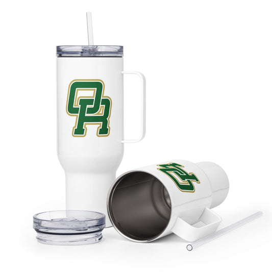 Travel Mug | Oakridge Flag Football | Varsity Interlock Logo