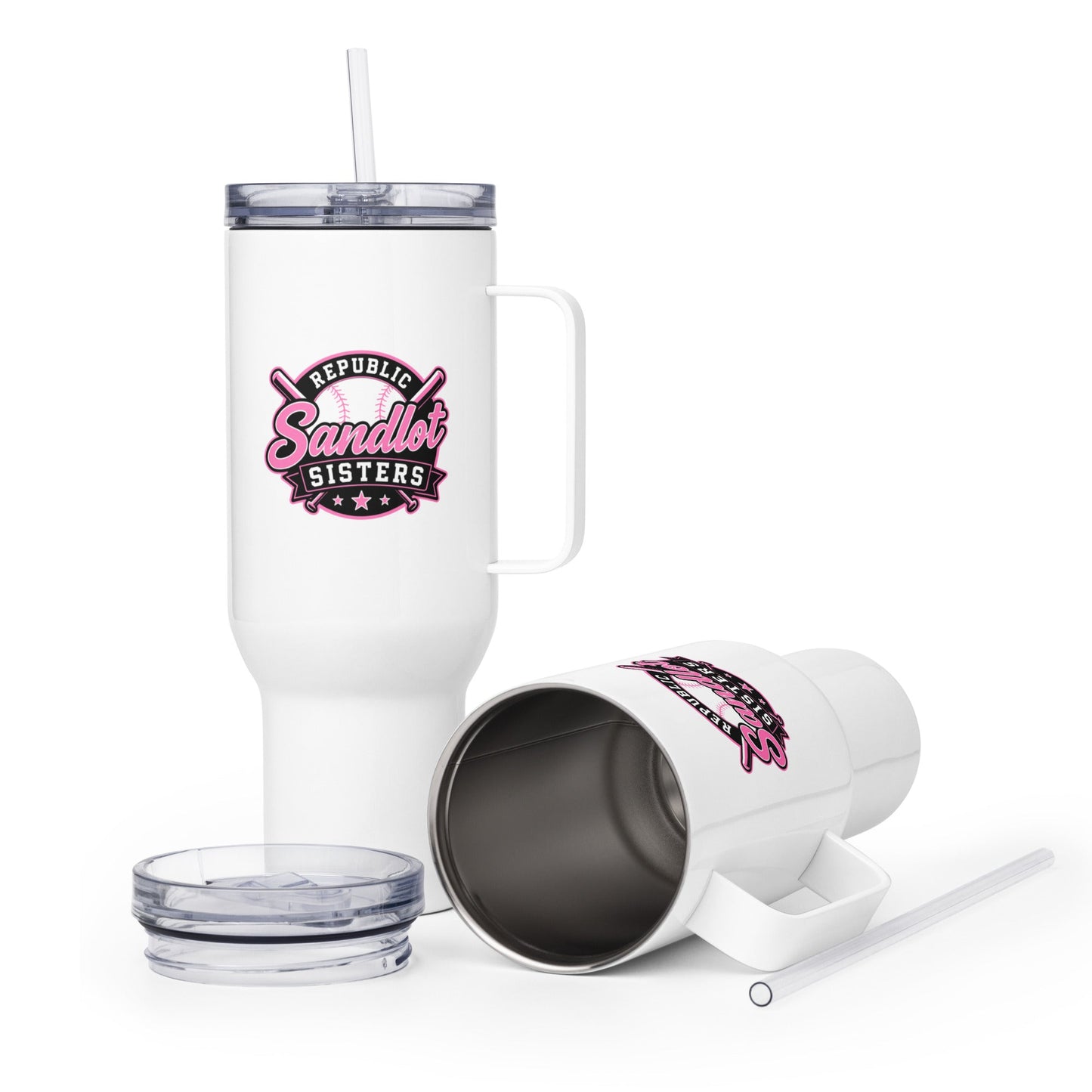 Travel Mug | Sandlot Sisters | Badge Logo
