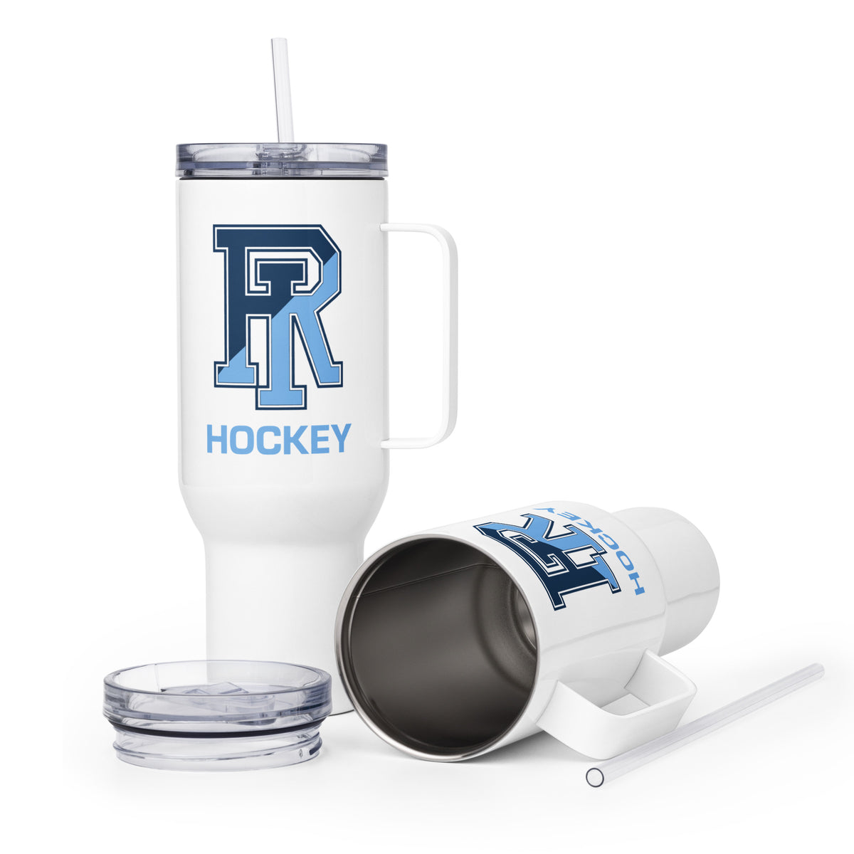 Travel Mug | URI Men’s Hockey | Vanguard Logo