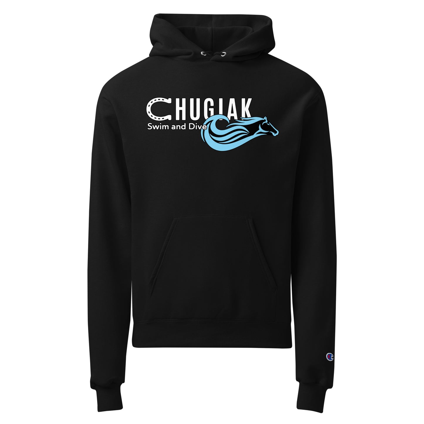 Signature | Champion Hoodie | Chugiak Mustang Swim & Dive | Emblem Logo