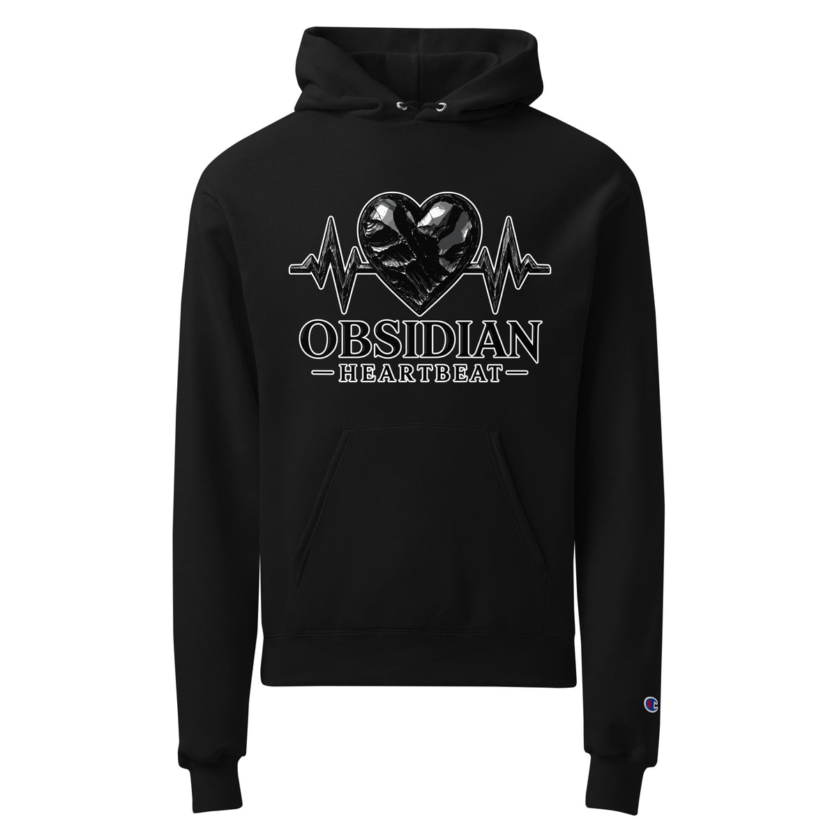 Signature | Champion Hoodie | Obsidian Heartbeat | Pulse Athletics Logo