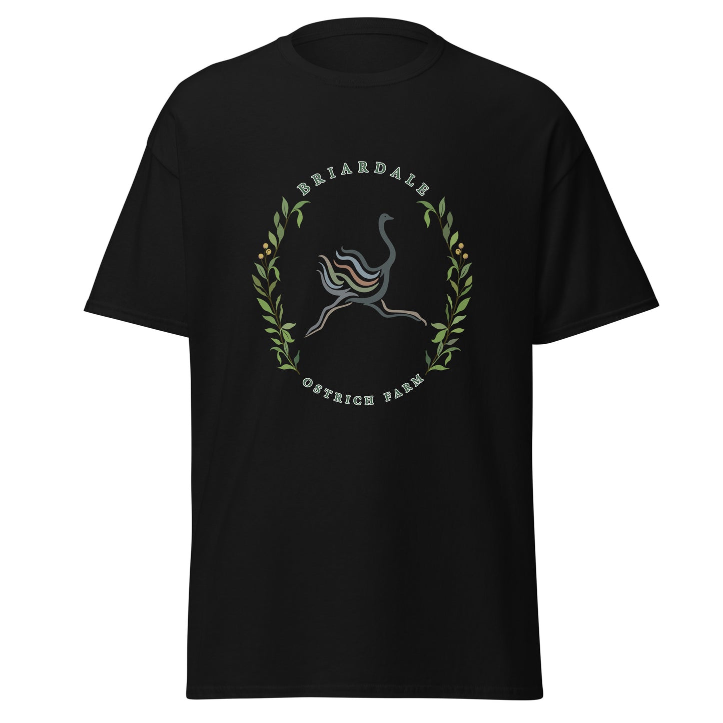 Classic | T-Shirt | Briardale Ostrich Farm | Crest Logo