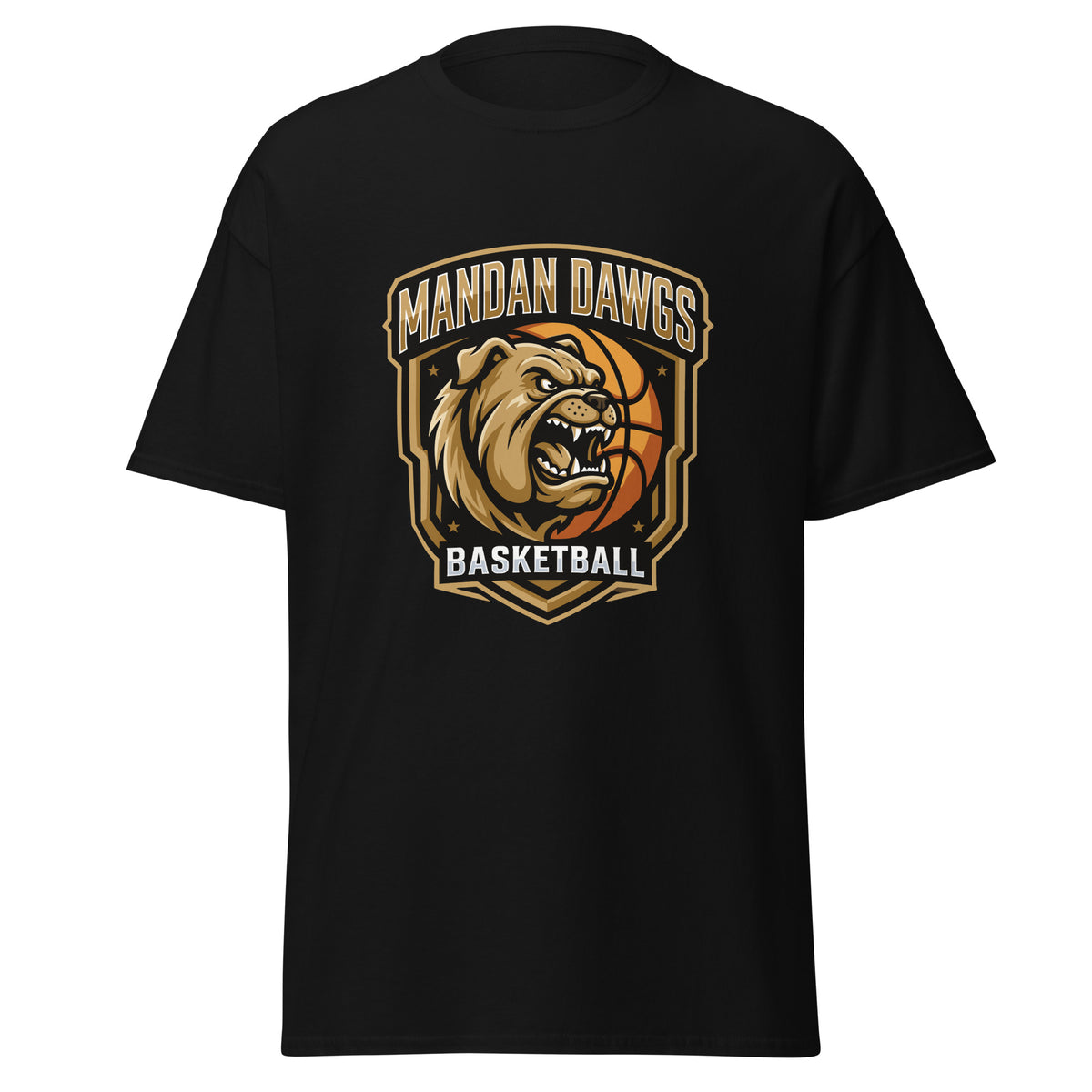 Classic | T-Shirt | Mandan Dawgs Basketball | Shield Logo