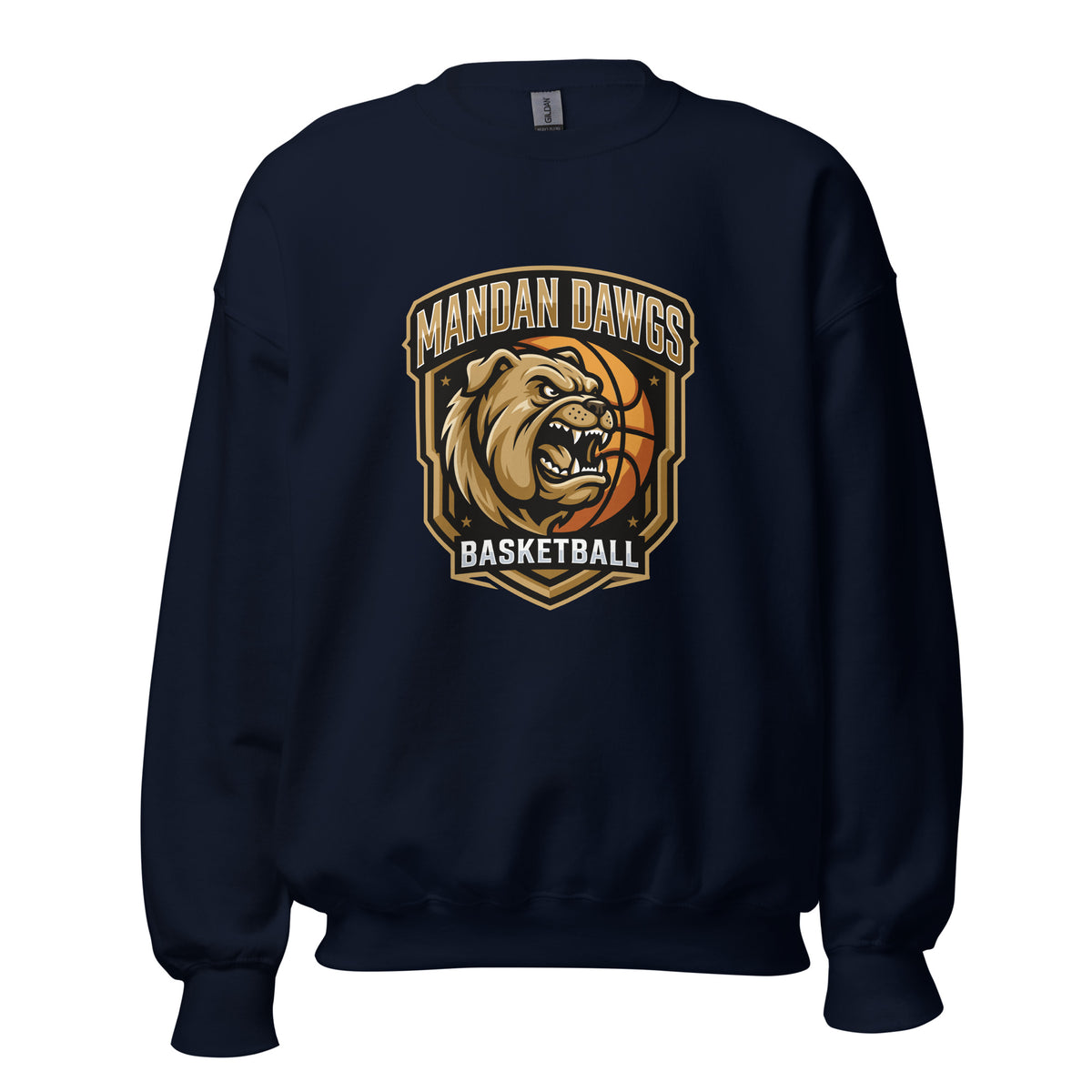 Classic | Sweatshirt | Mandan Dawgs Basketball | Shield Logo