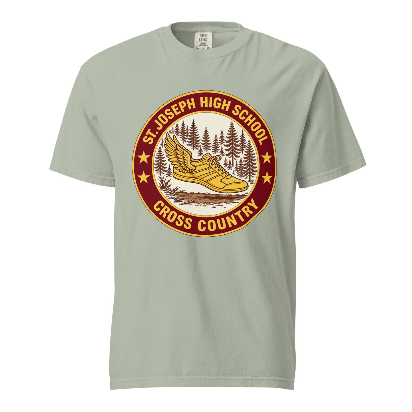 Signature | Comfort Colors T-Shirt | St. Joseph High School - Cross Country | Badge Logo