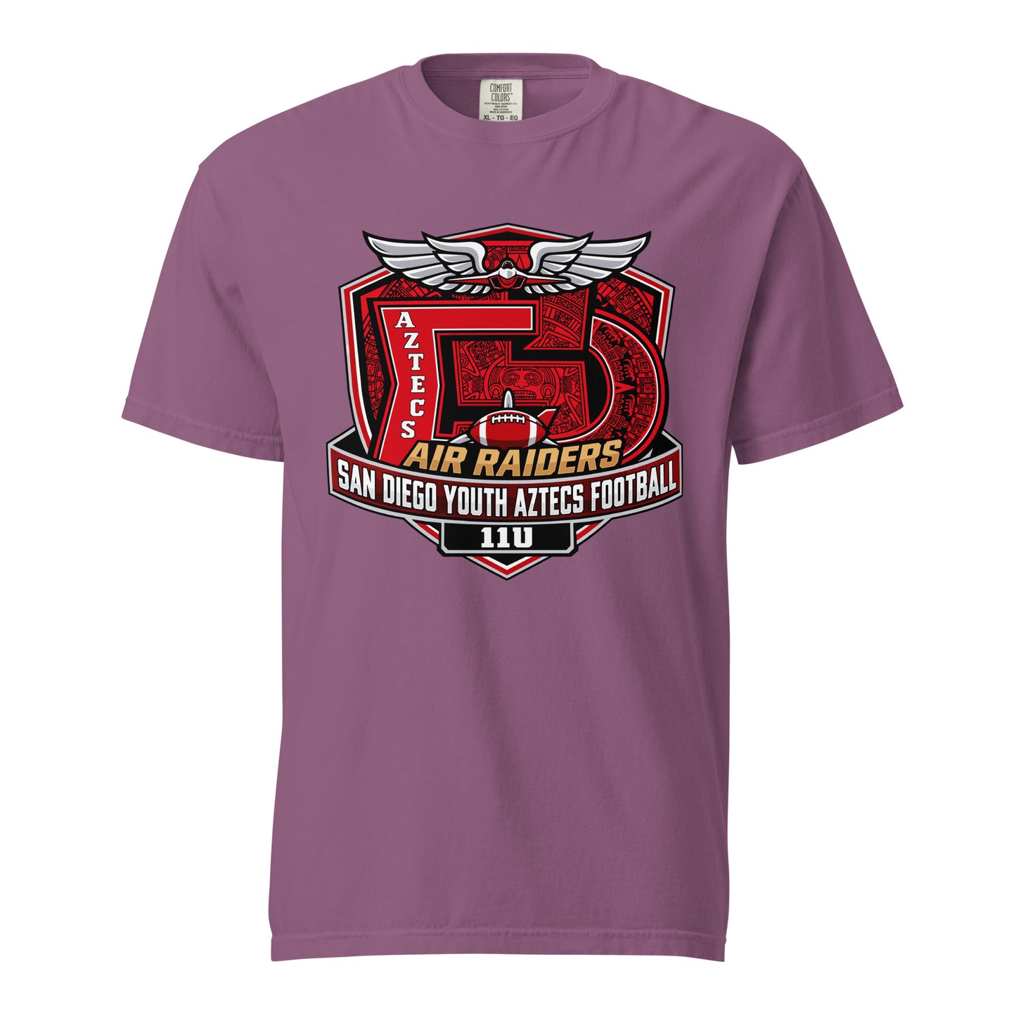 Signature | Comfort Colors T-Shirt | San Diego Youth Aztecs Football 11u Air Raiders | Shield Logo