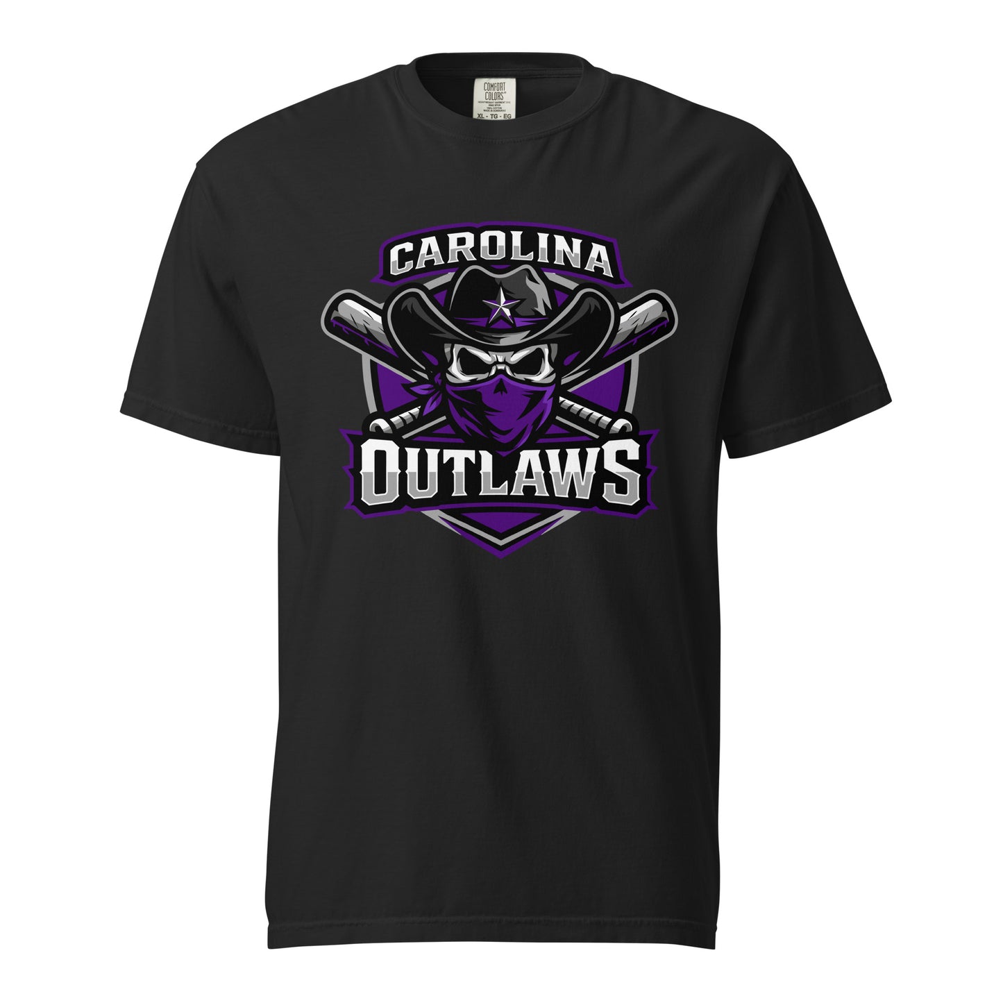Signature | Comfort Colors T-Shirt | Carolina Outlaws Baseball | Shield Logo