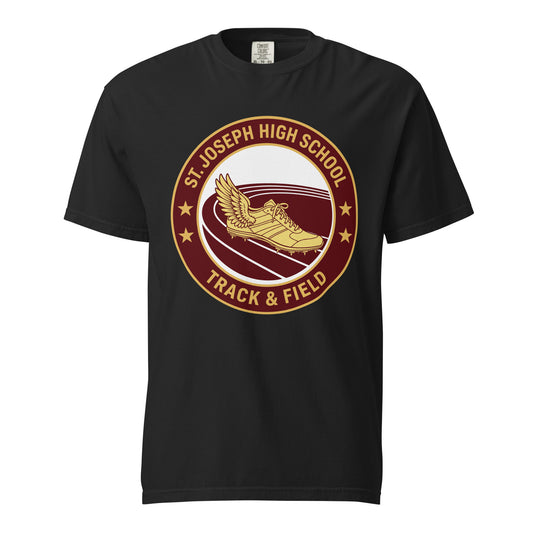 Signature | Comfort Colors T-Shirt | St. Joseph High School - Track & Field | Badge Logo