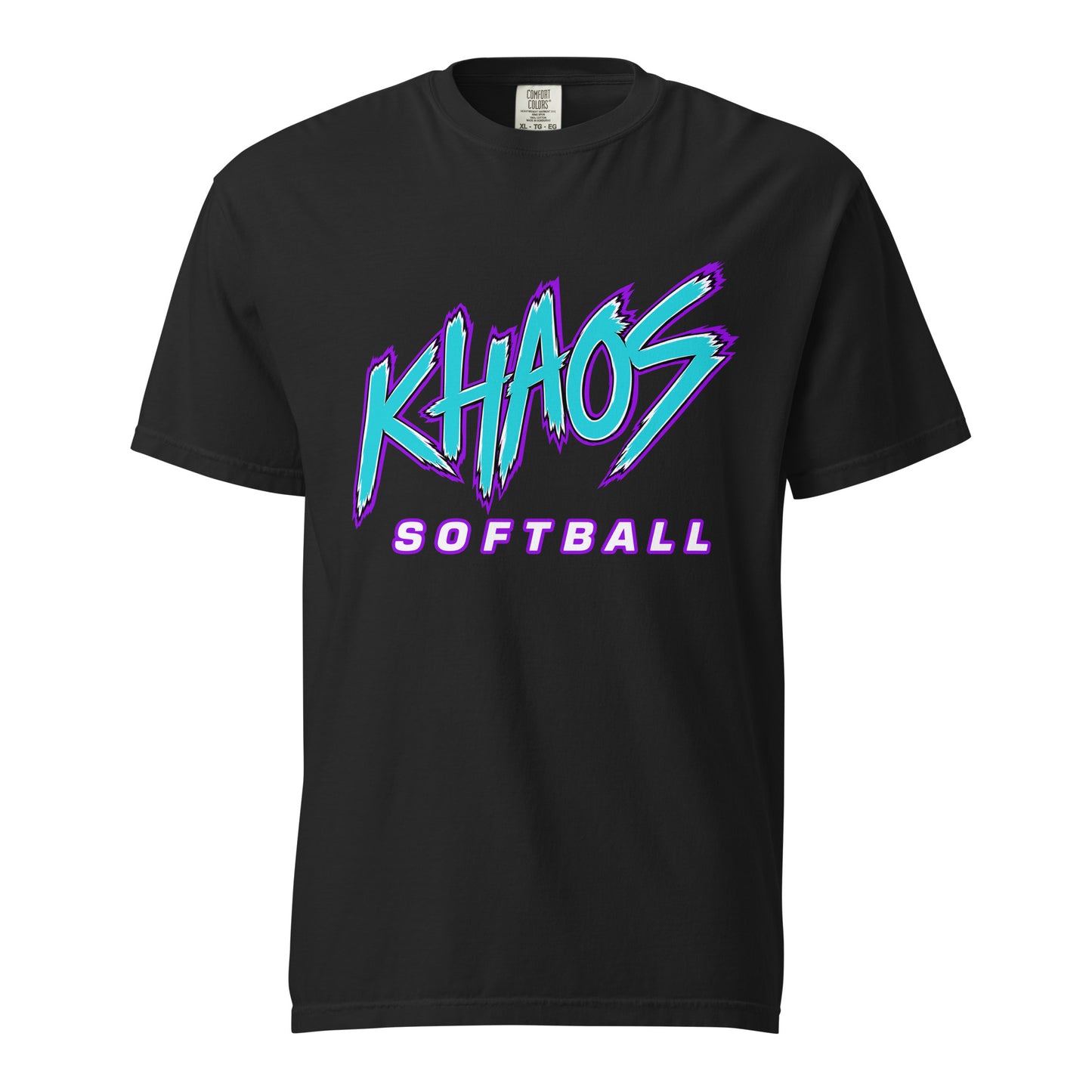 Signature | Comfort Colors T-Shirt | Khaos Softball | Atlhetics Logo