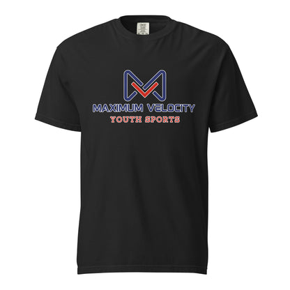 Signature | Comfort Colors T-Shirt | Maximum Velocity Youth Sports | Emblem Logo