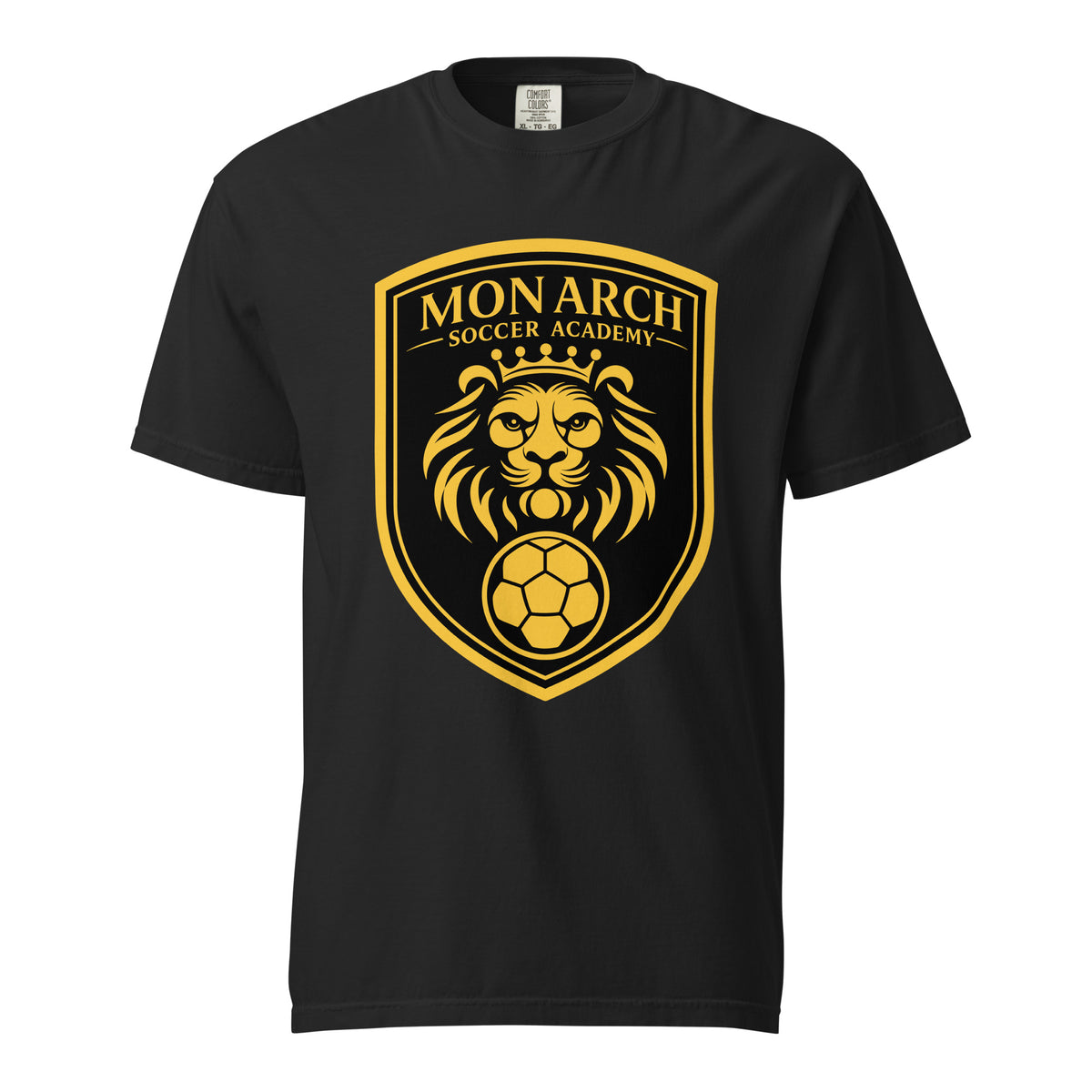 Signature | Comfort Colors T-Shirt | Monarch Soccer Academy | Shield Logo