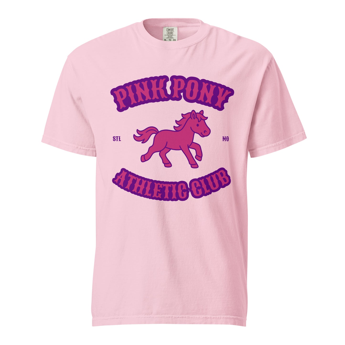 Signature | Comfort Colors T-Shirt | Pink Pony Athletic Club | Crest Logo