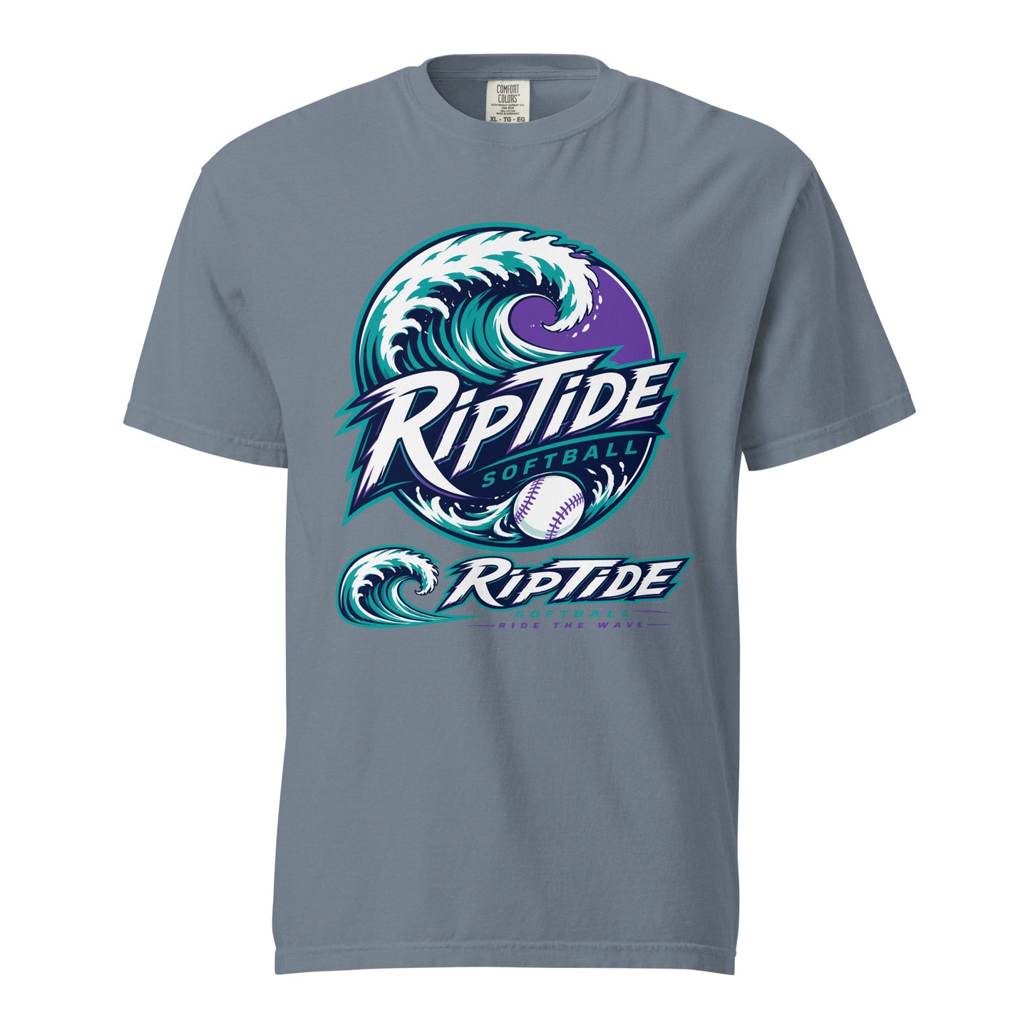 Signature | Comfort Colors T-Shirt | RipTide Softball | Crest Logo