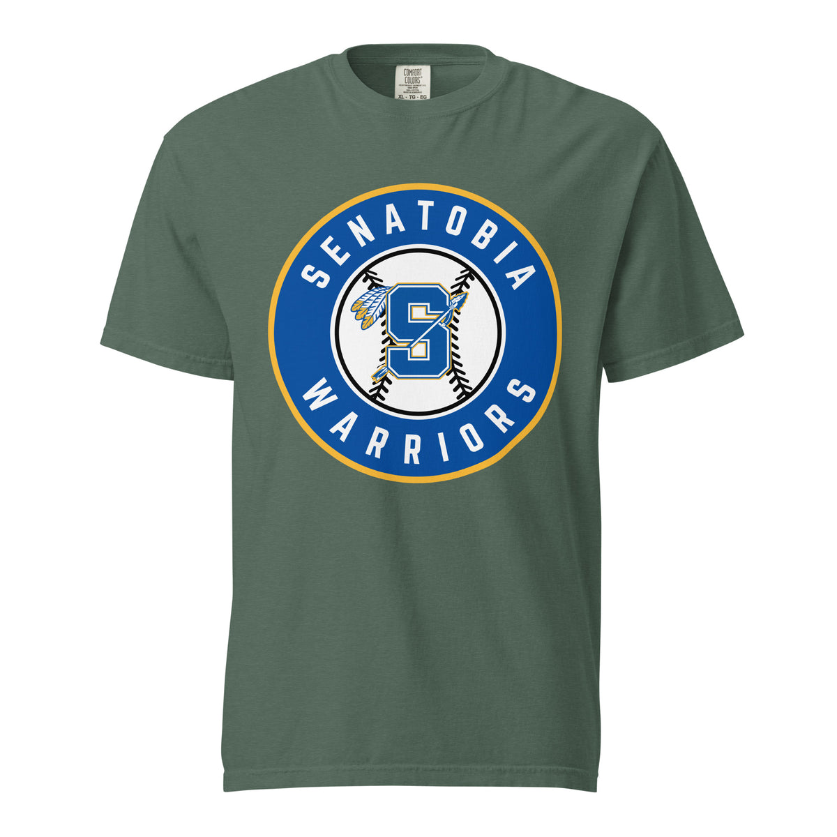 Signature | Comfort Colors T-Shirt | Senatobia Warriors Baseball | Badge Logo
