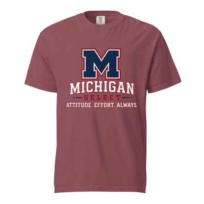 Signature | Comfort Colors T-Shirt | Michigan Select Baseball | Crest Logo