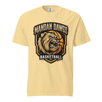 Signature | Comfort Colors T-Shirt | Mandan Dawgs Basketball | Shield Logo