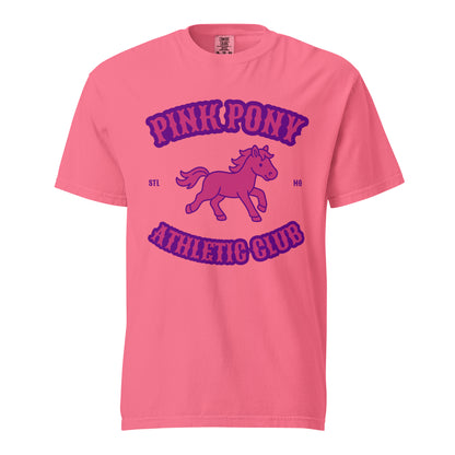 Signature | Comfort Colors T-Shirt | Pink Pony Athletic Club | Crest Logo