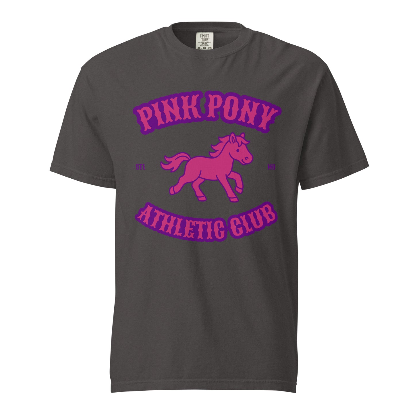 Signature | Comfort Colors T-Shirt | Pink Pony Athletic Club | Crest Logo
