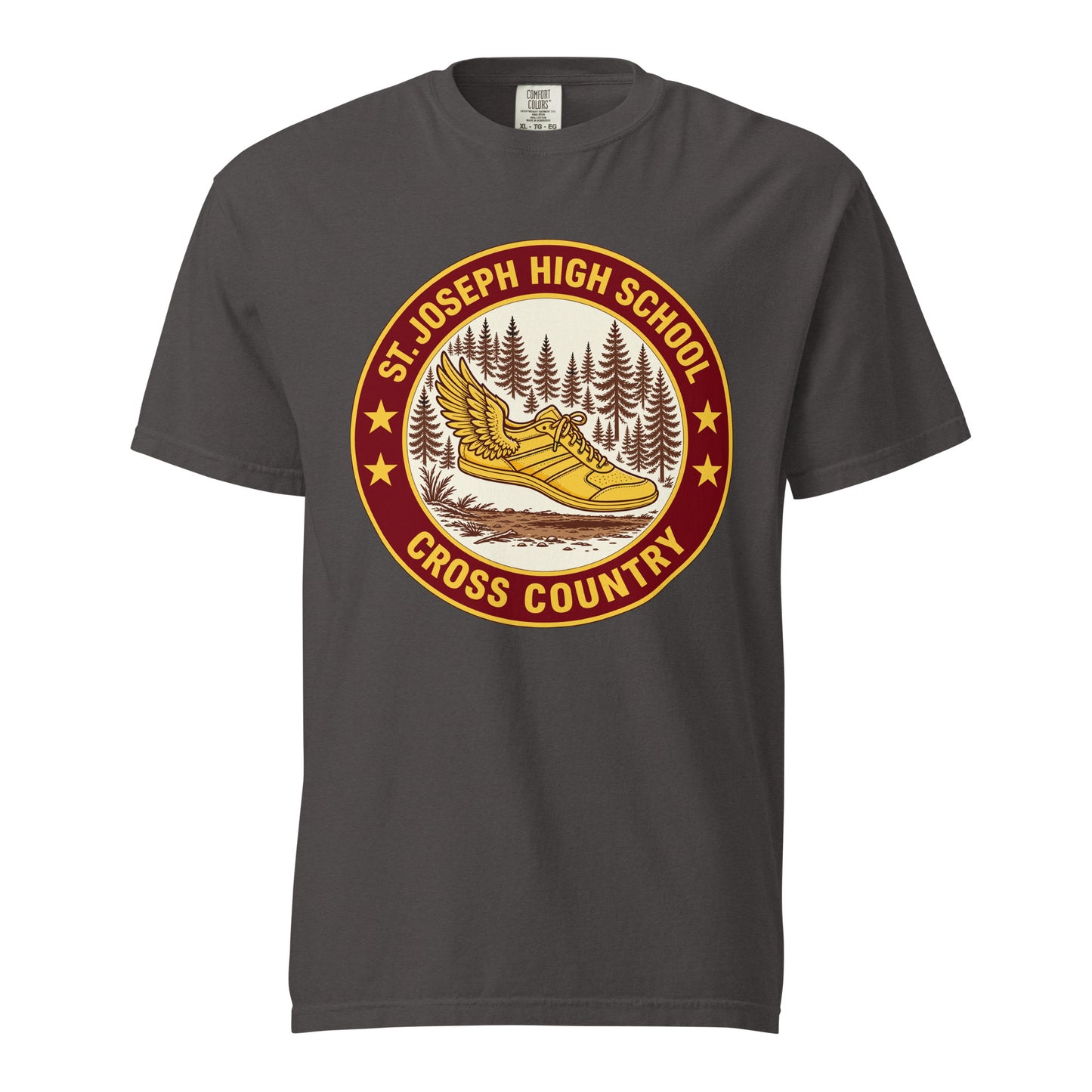 Signature | Comfort Colors T-Shirt | St. Joseph High School - Cross Country | Badge Logo