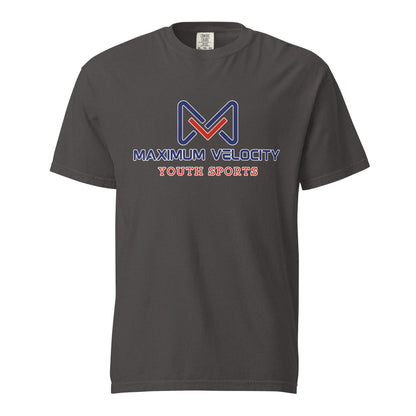 Signature | Comfort Colors T-Shirt | Maximum Velocity Youth Sports | Emblem Logo
